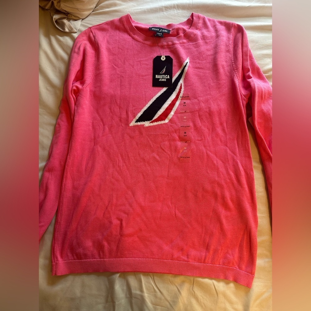 Nautica Women’s Crewneck Pullover Sweater,‎ Pink, Size Medium, NWT - Picture 2 of 6